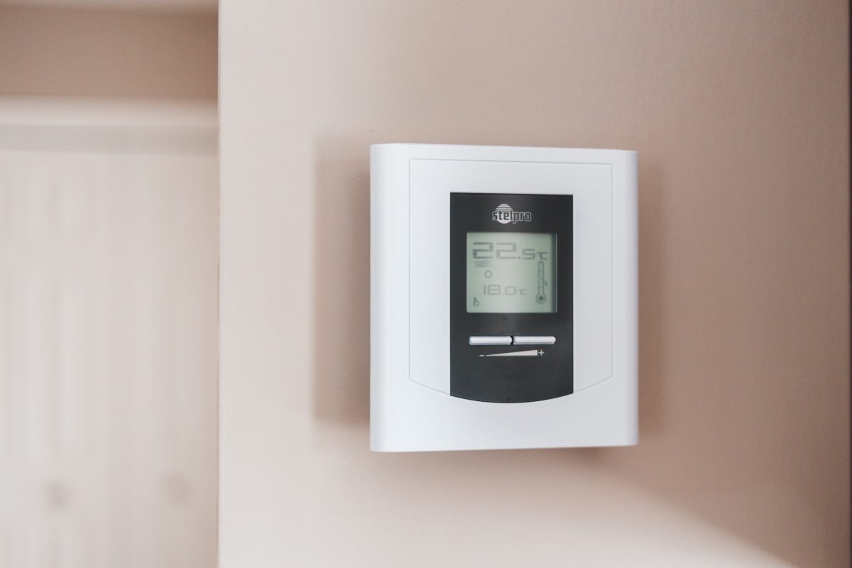 remote control of heating system on the wall