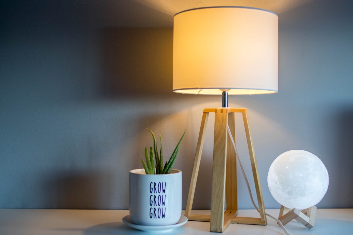 two lamps on the table